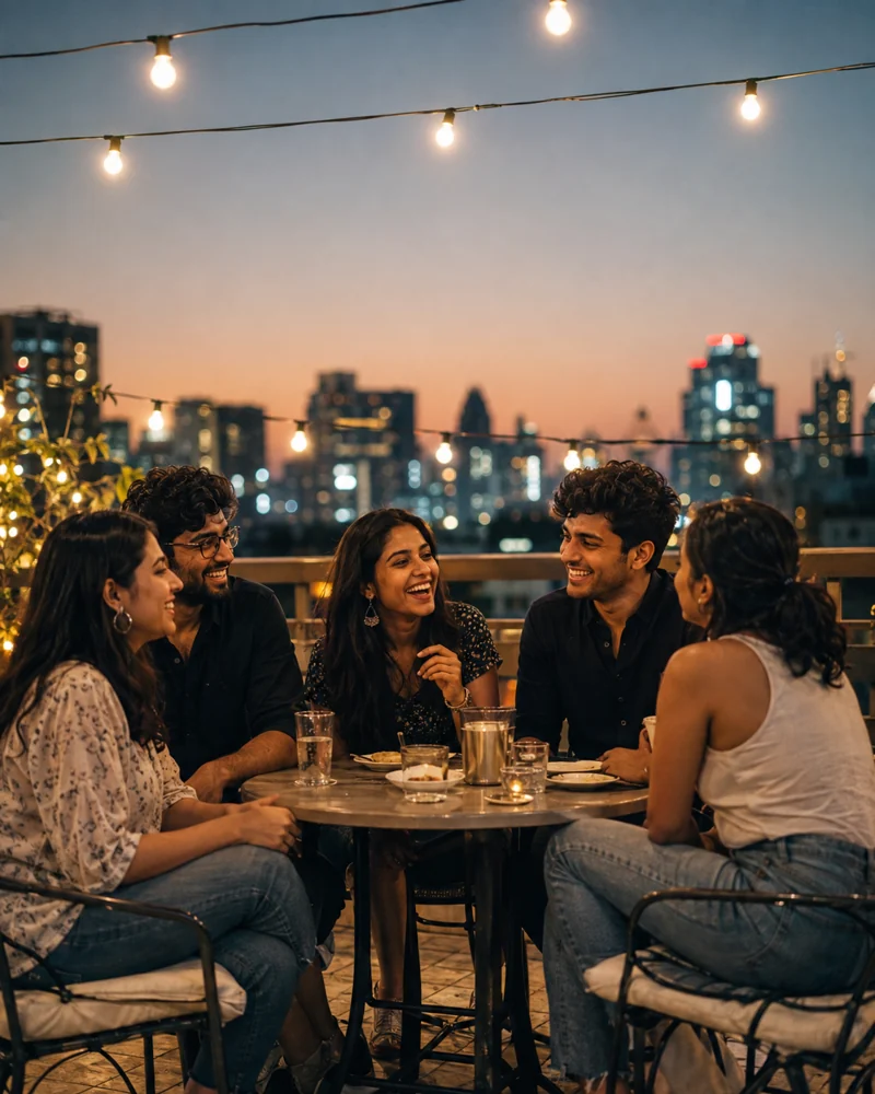 Friends spending a warm evening together